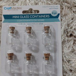 Craft Medley Creative Essentials Mini Glass Containers 6 pcs Happy Creating